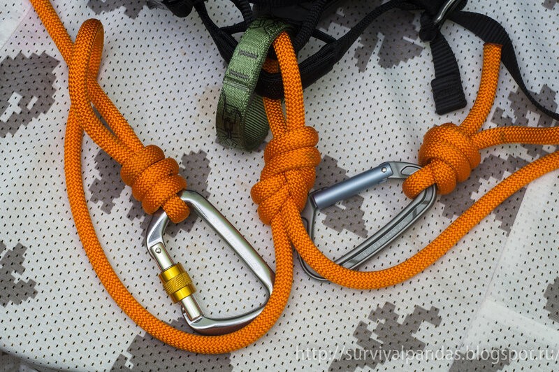 Как привязать карабин к веревке